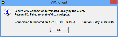 VPN: Failed to Connect to Virtual Adapter
