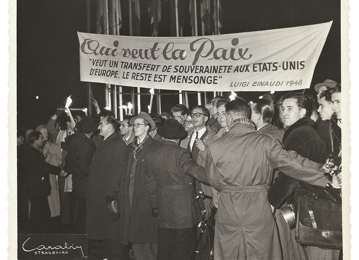 Demonstration at the Franco-German border in Wissembourg on 20 August 1950. HAEU, GR 3-1