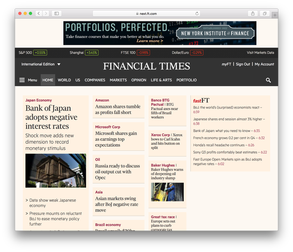 Financial Times launches beta of new FT.com redesign