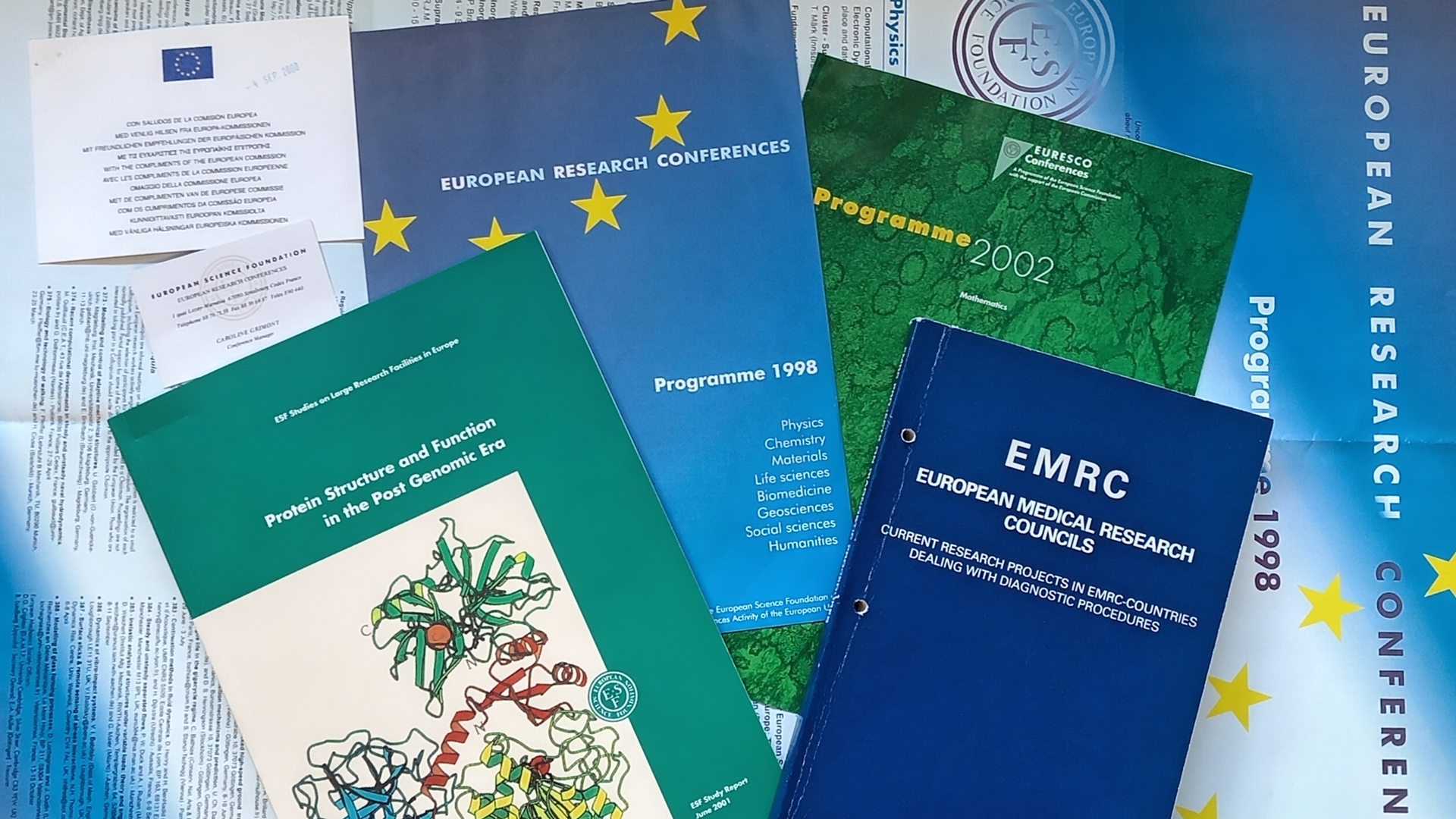 Collage of archival materials from the European Science Foundation