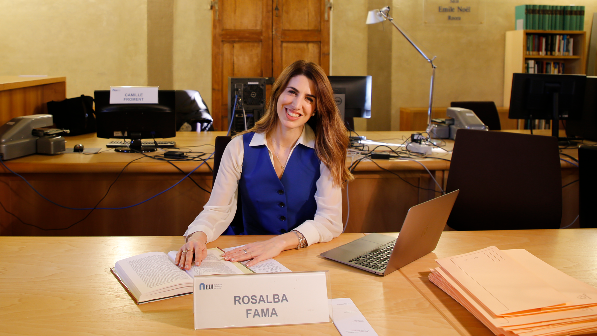 Dr Rosalba Fama in the reading room of the Historical Archives