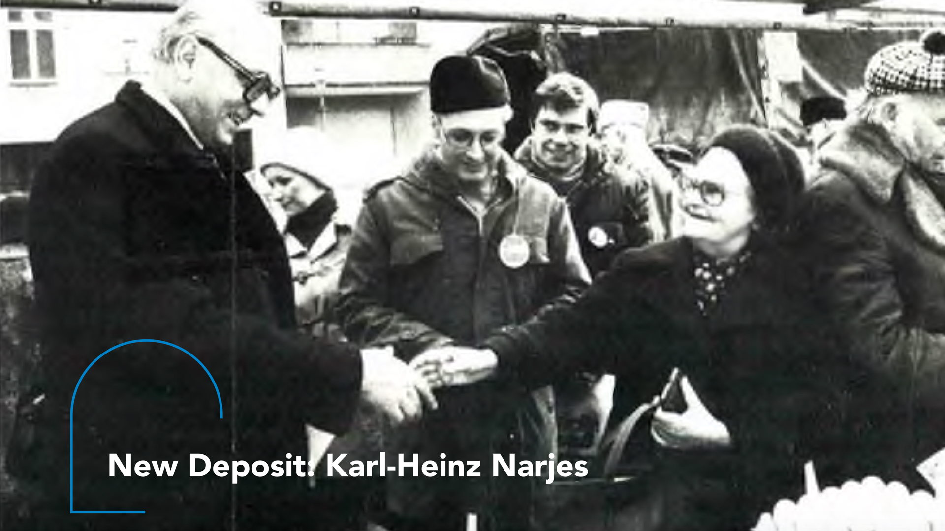 Karl-Heinz Narjez with his constituents | political flyer image | HAEU | announcement of archival deposit