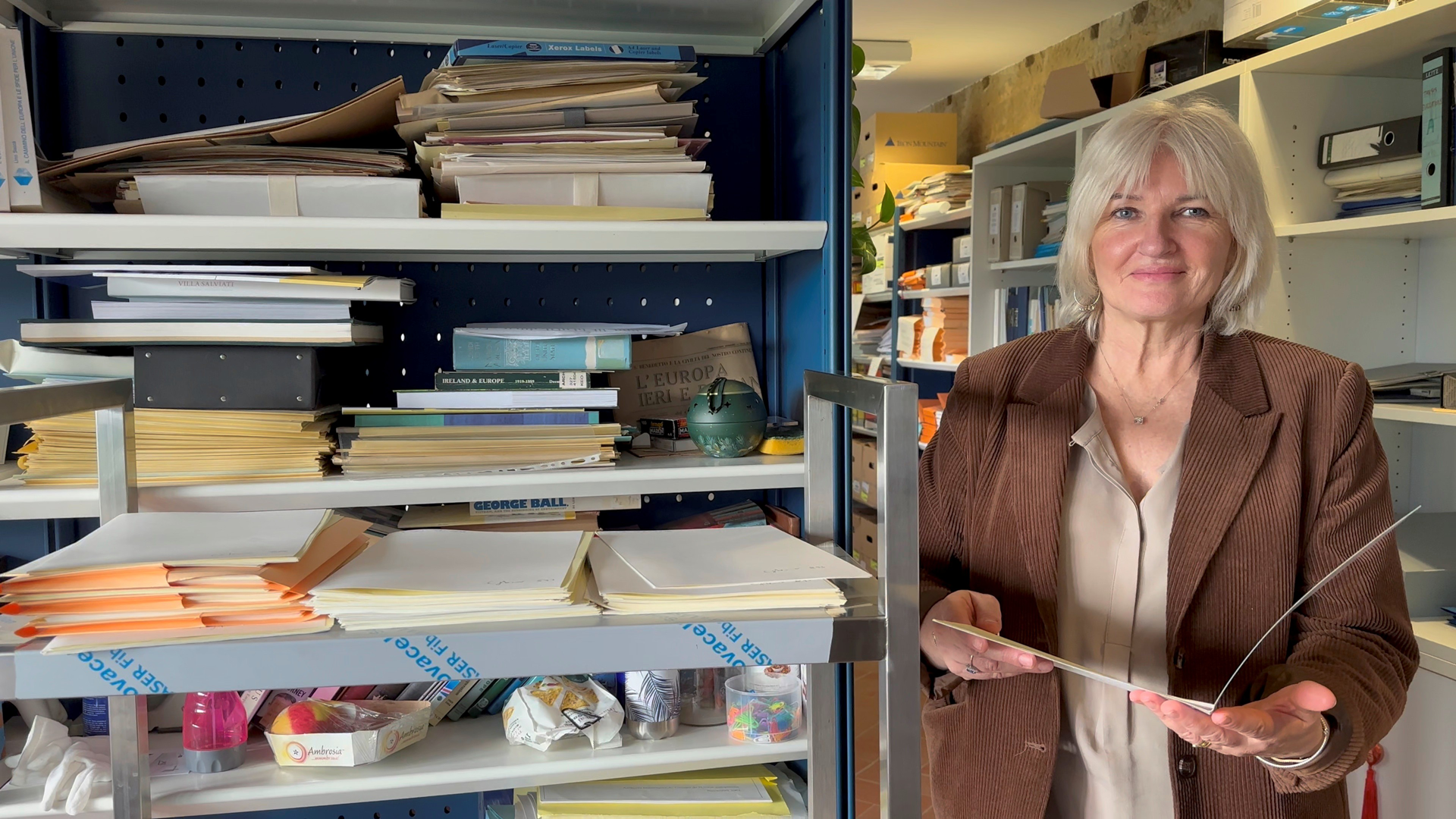 Archivist Mary Carr in her office