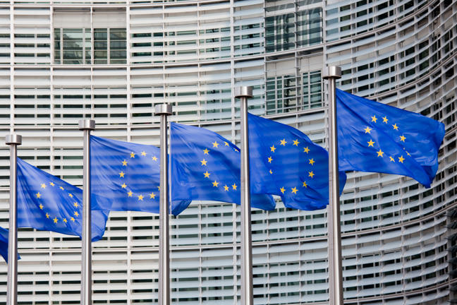 Europe flags at the EU Parliament