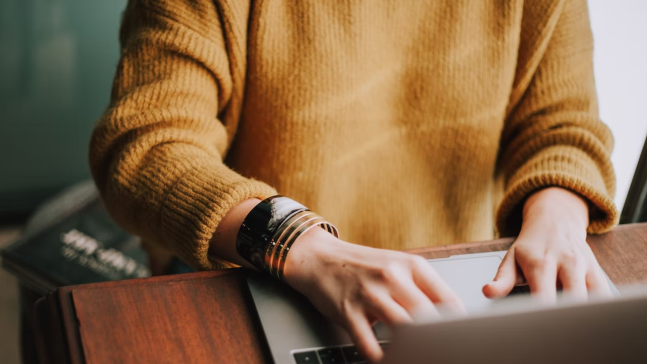 Photo of woman using a laptop computer