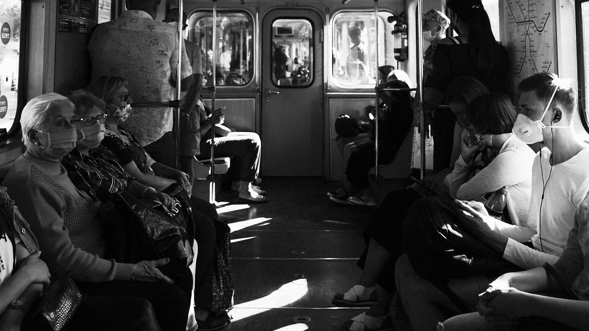 People with mask on subway