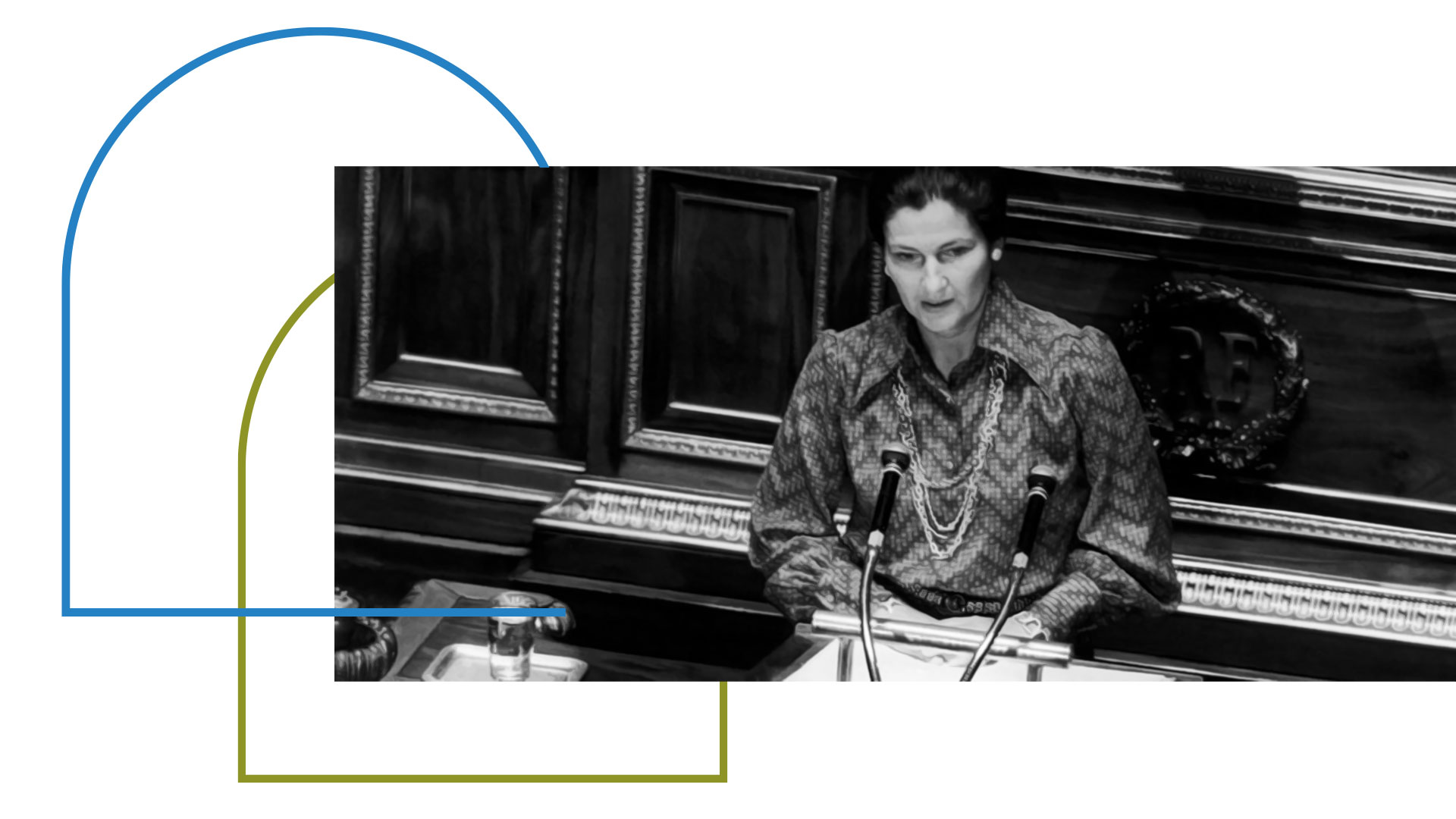 Simone Veil giving a speech at the European Parliament