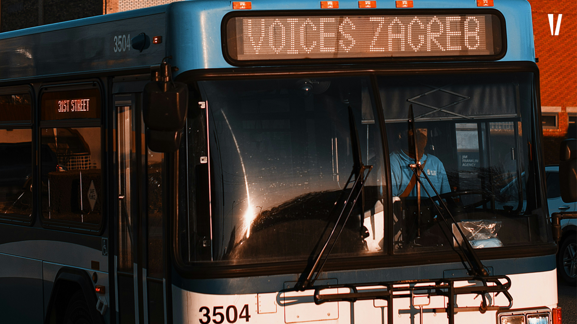 Image of a bus front maintenance display in which you can see "Voices Zagreb" written, since that is the city where the second edition of the Festival will be hosted.