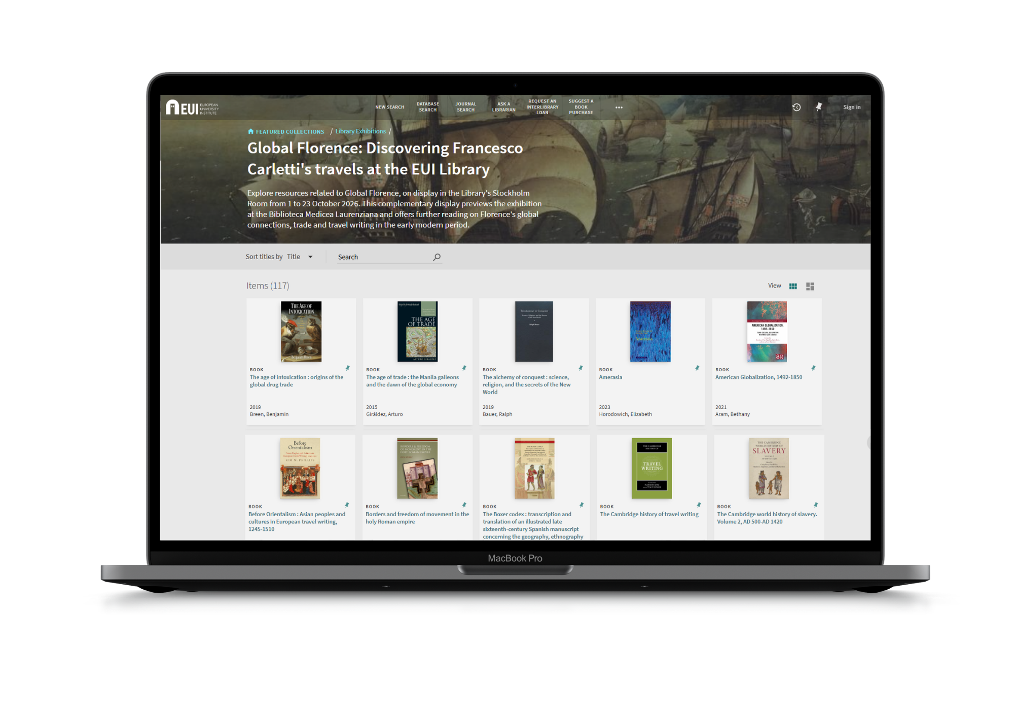 Laptop displaying the Global Florence online curated collection.
