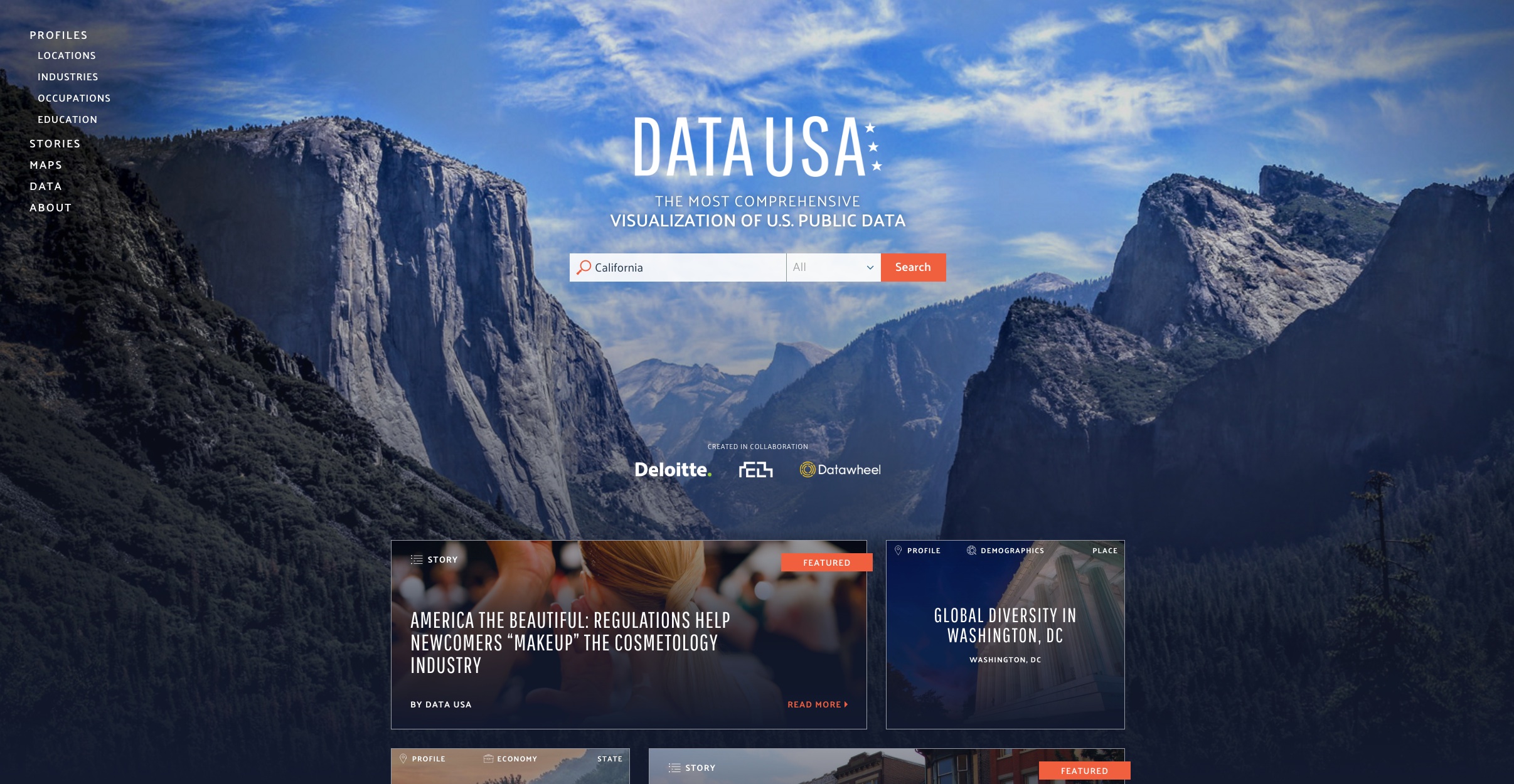 New Data USA (beta) visualisation site for public government data launched on 4 April
