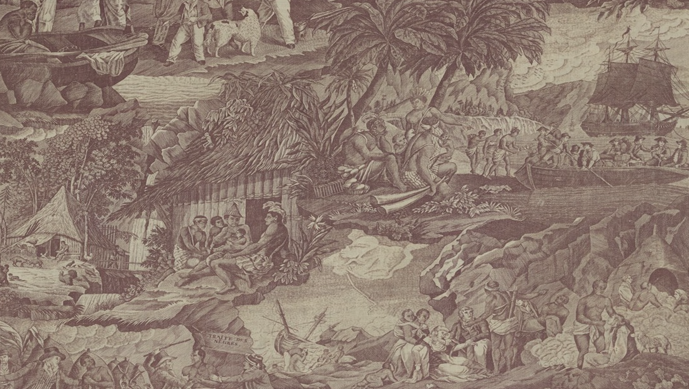 The Slave Trade, early 19th century, roller printed cotton,