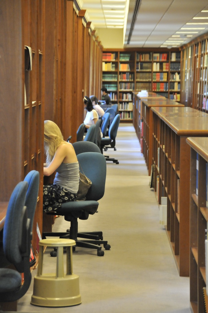 students studying in the library