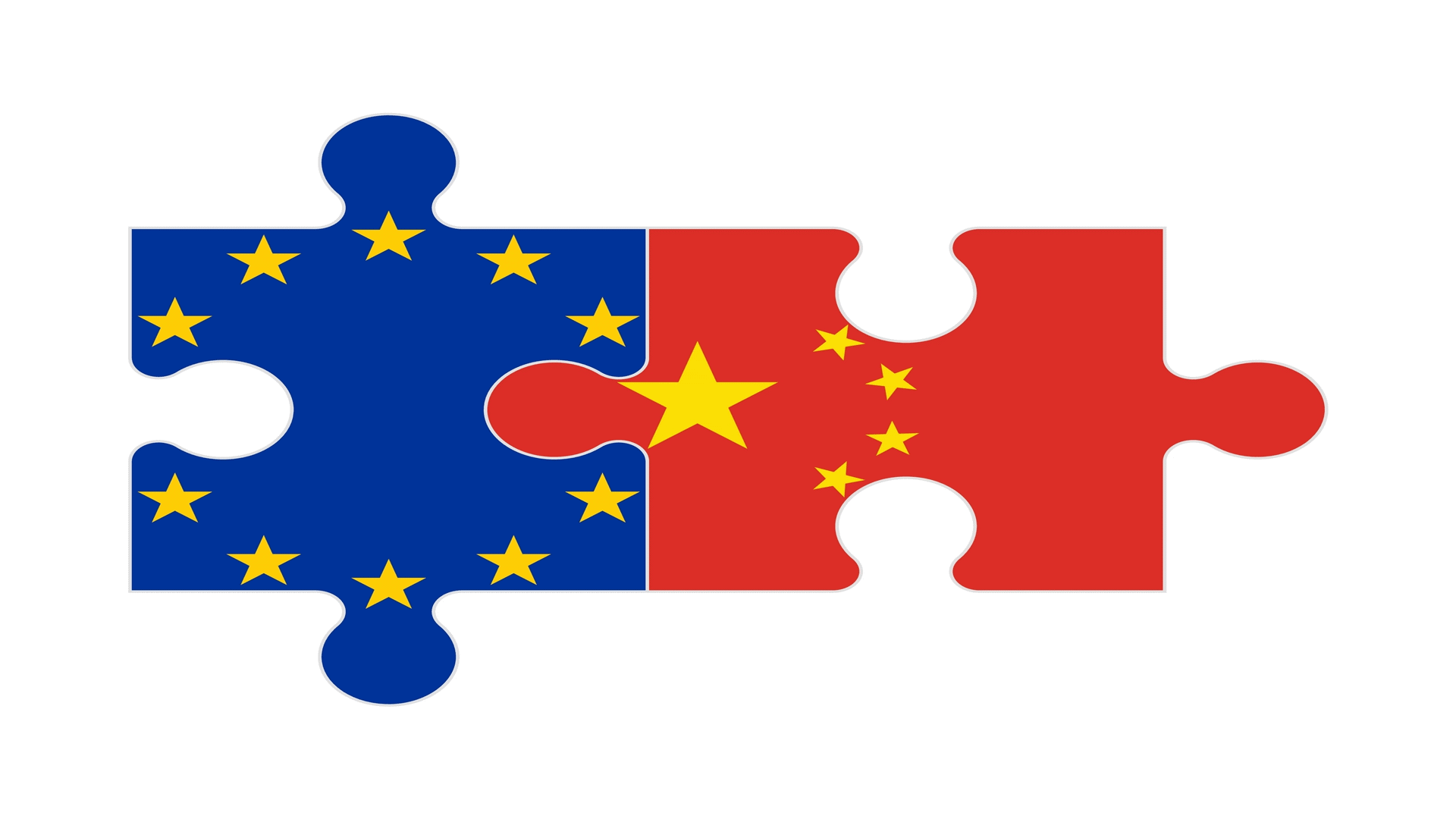 Connected puzzle of flags European Union and China