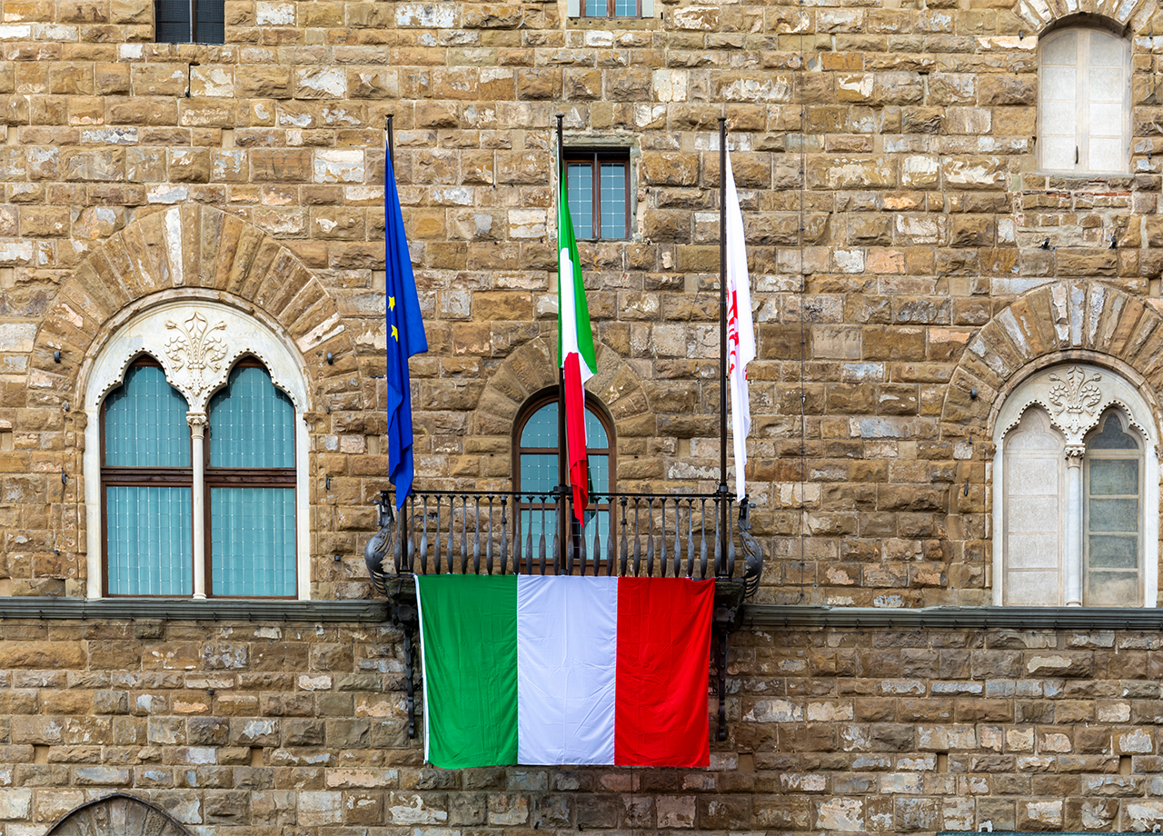 Florence and European flags
