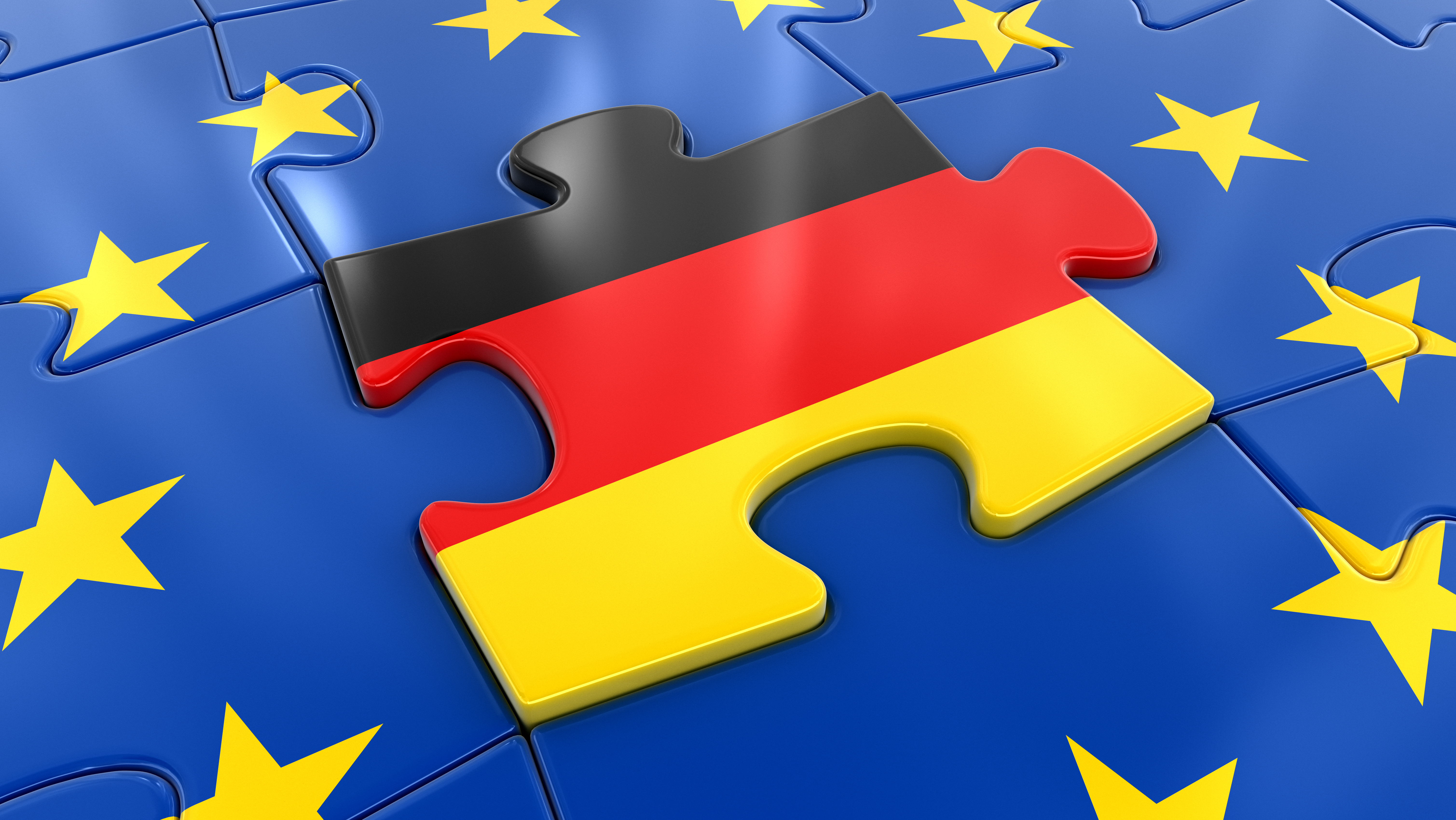 Research-German flag EU flag as puzzle