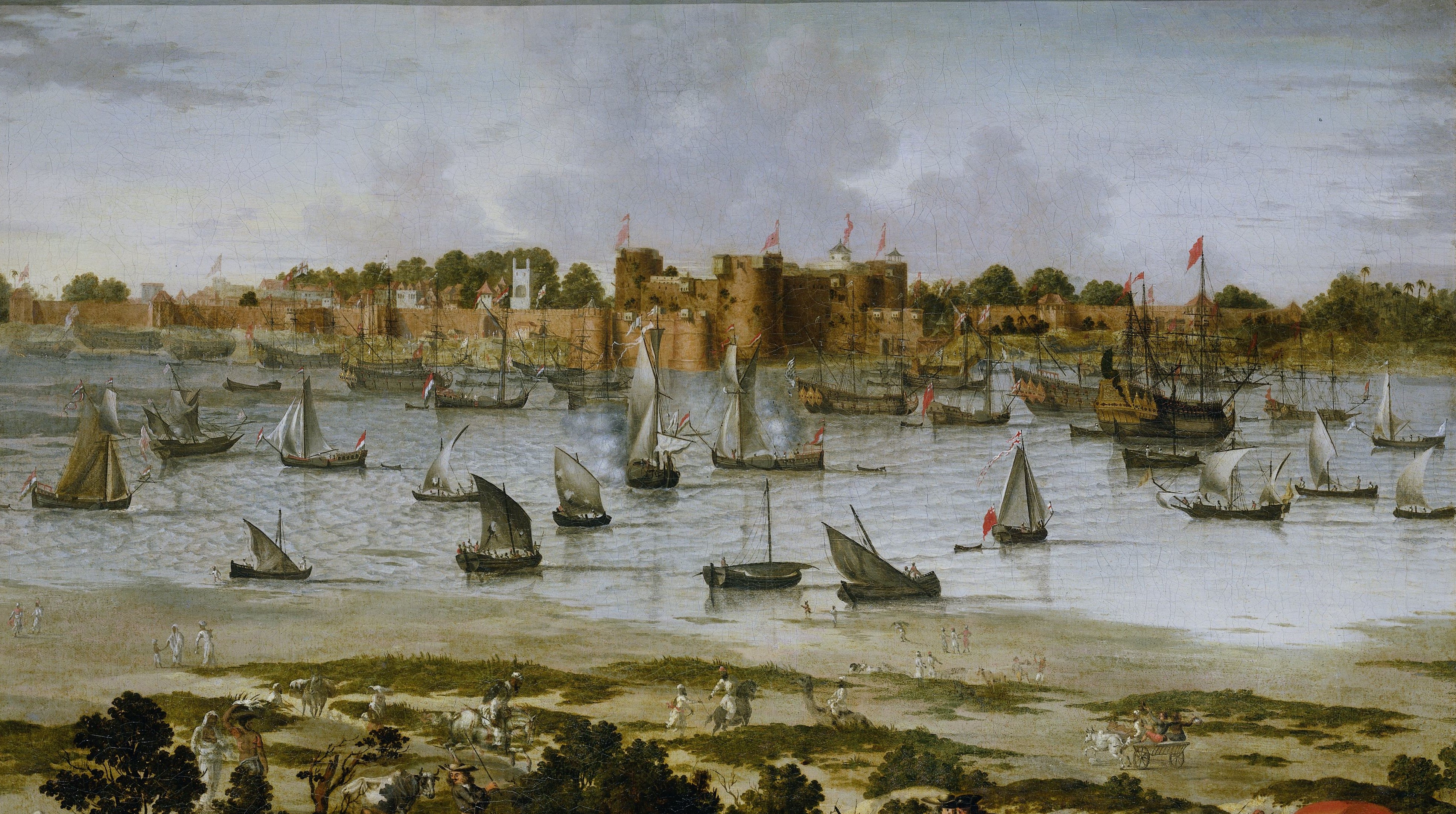 View of the Harbor of Sūrat (Gujarāt), anonymous, c. 1670