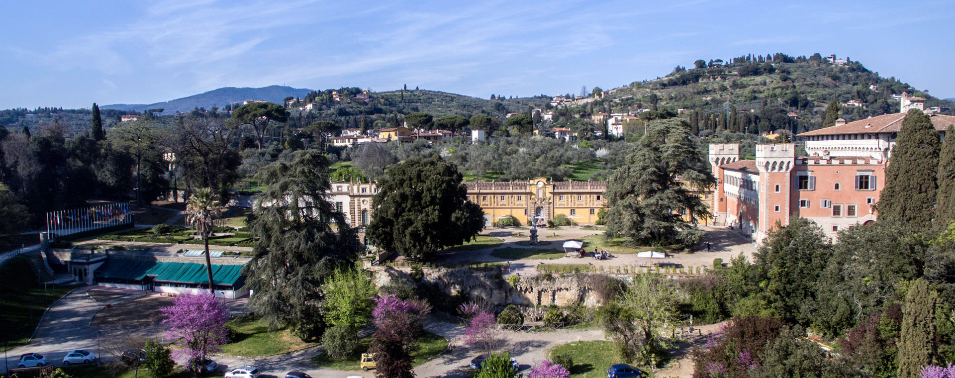 View of the Salviati Villa in summer areal view
