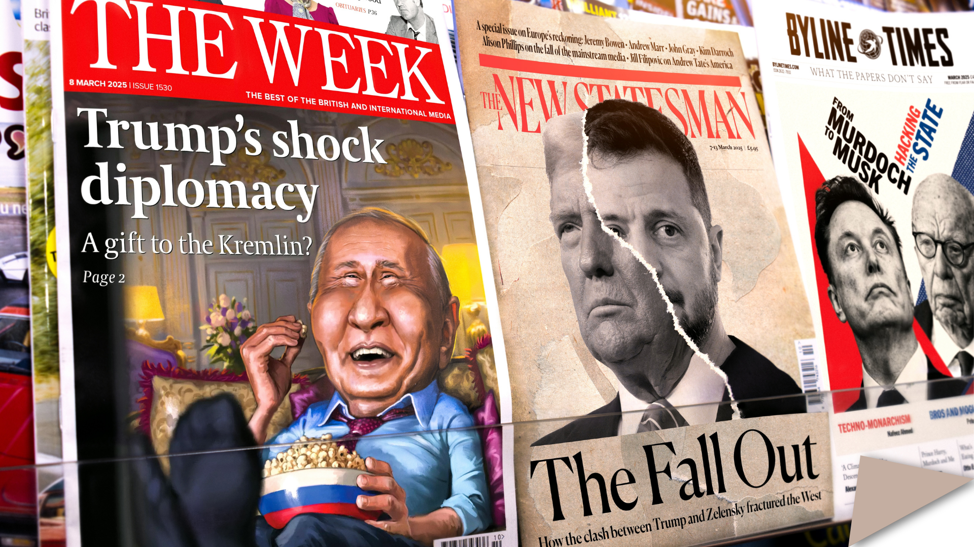 Russia-Ukraine news headlines on war featuring Vladimir Putin, Donald Trump, Volodymyr Zelenskyy and Elon Musk.