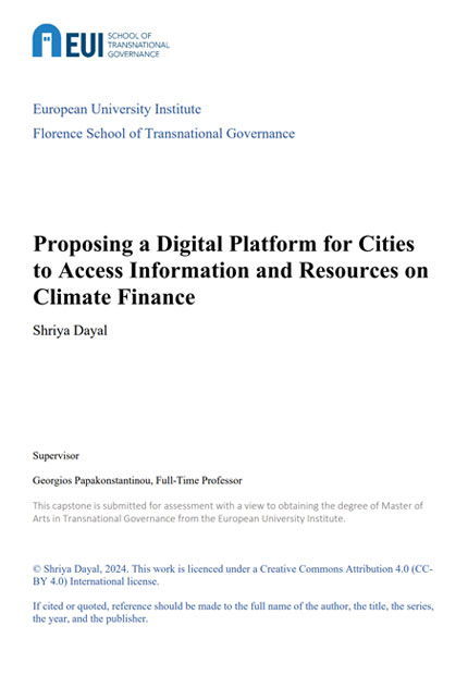 Proposing a digital platform for cities to access information and resources on climate finance