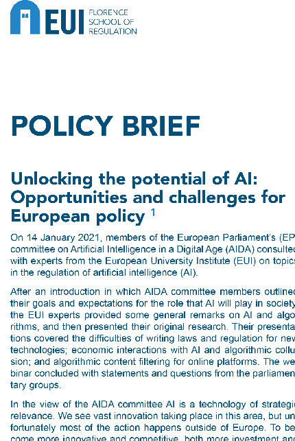 Book cover for: Unlocking the potential of AI : opportunities and challenges for European policy