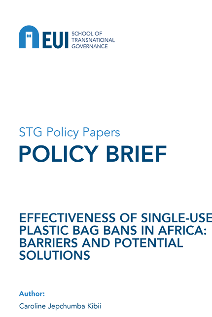 Book cover for: Effectiveness of single use plastic bag bans in Africa: barriers and potential solutions