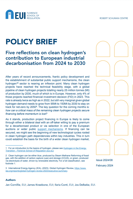 Five reflections on clean hydrogen’s contribution to European industrial decarbonisation from 2024 to 2030