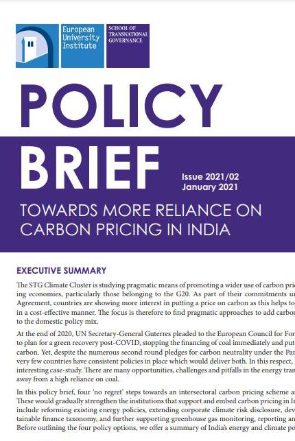 Book cover for: Towards more reliance on carbon pricing in India