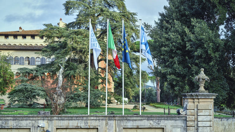 Flags in villa