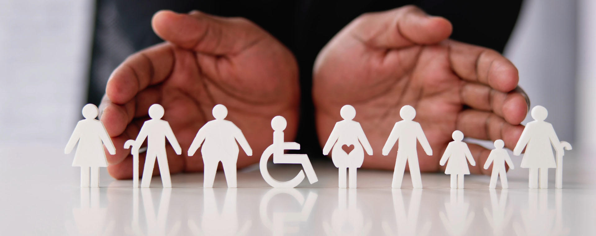 Hands and cutout human icons