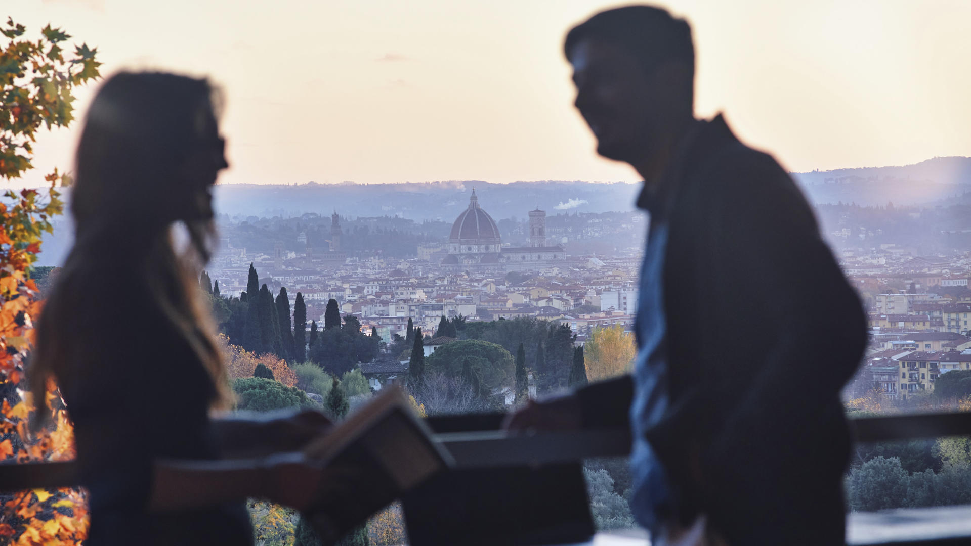 Silhouette of two researchers