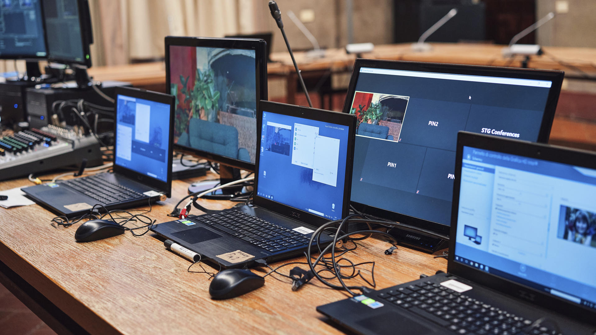 Stg Hillary Clinton event control room backstage