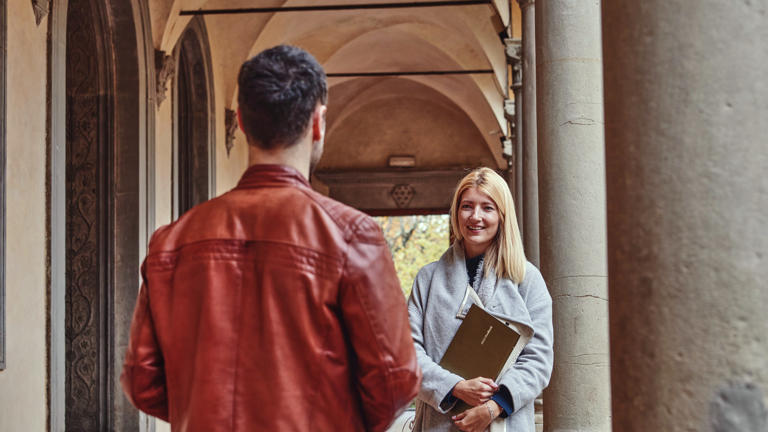 Two researches talking together