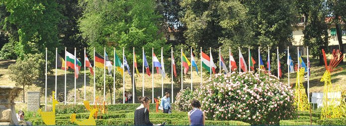 Flags at Villa Salviati