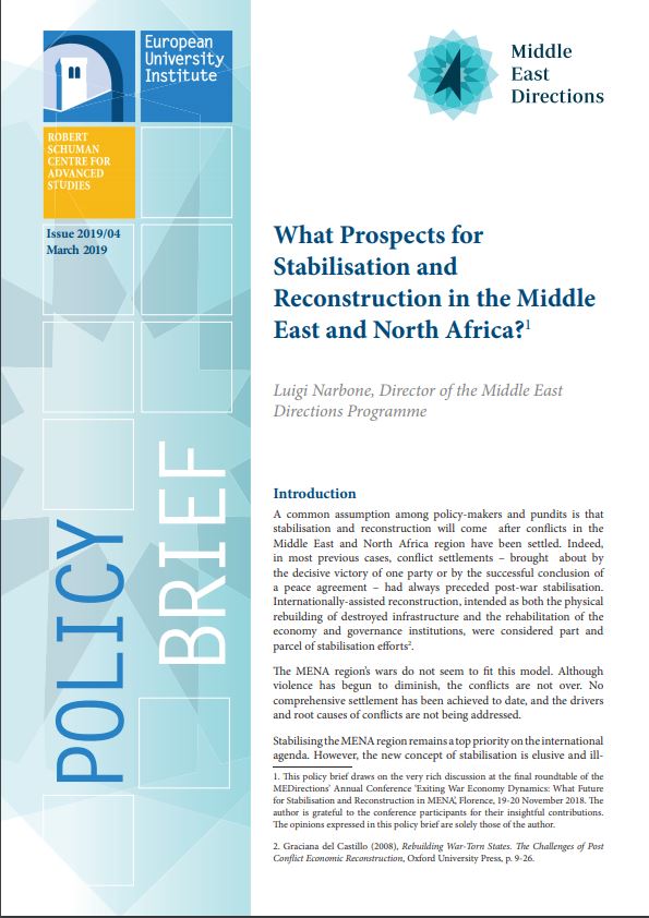 Policy Brief 2019_Narbone _What prospects for Stabilisation and Reconstruction in MENA