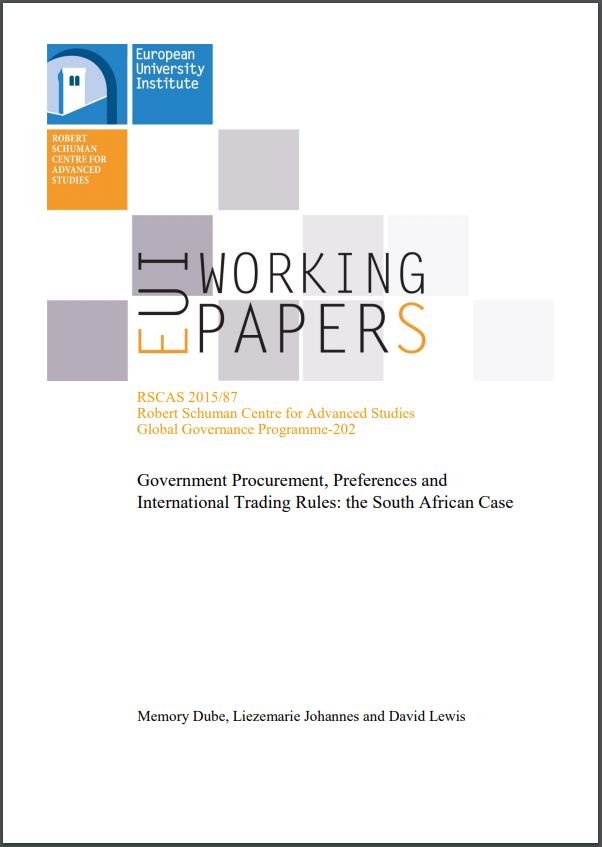 WP 2013_Dube-Johannes-Lewis_Government Procurement, preferences and International Trading Rules: the south African Case